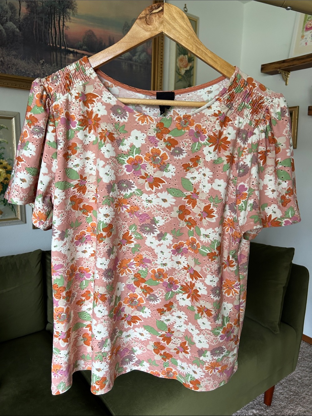 Anthropologie W5 Pink Floral Blouse